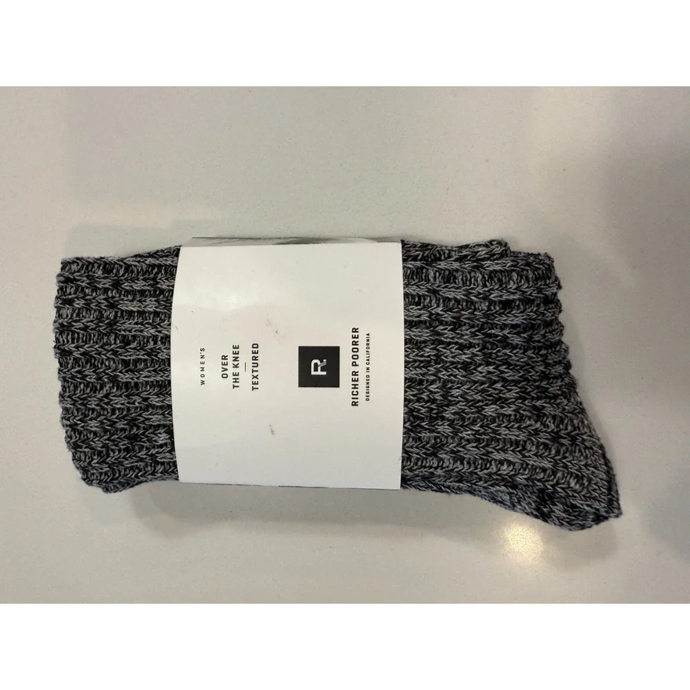 Richer Poorer Over The Knee Textured Socks 5-10 Polyester Blend Heather Gray NEW